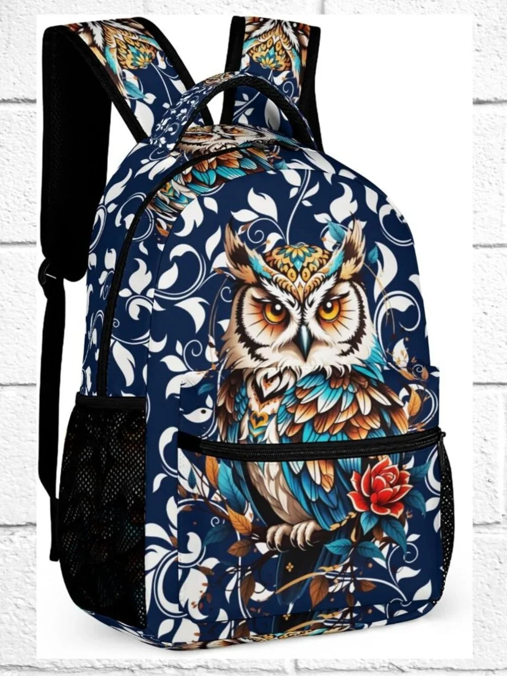 NWOT! Lightweight Backpack with Owl Design and Bottle Pockets for Everyday Use